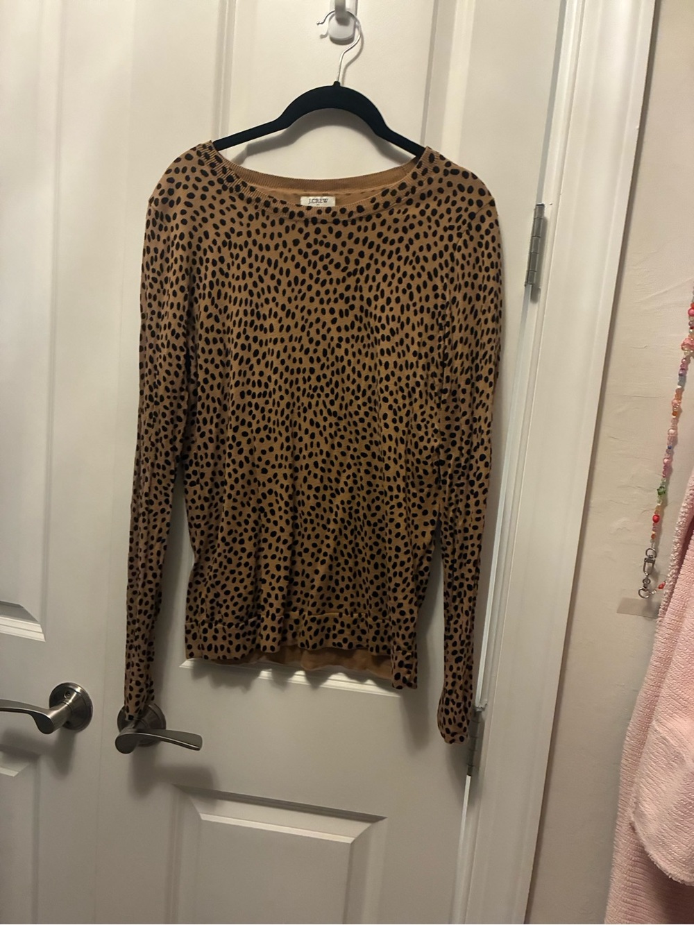 J. Crew Teddie Animal-Print Sweater in Tan and Black
